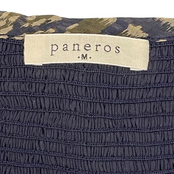 Paneros Stella Top in Olive Ikat - Smocked Bodice - Long Sleeve - Size M - Picture 5 of 7